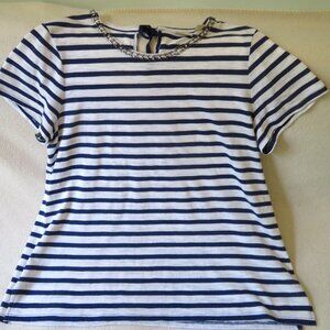 Chico's Navy Striped Tee - Size 3
